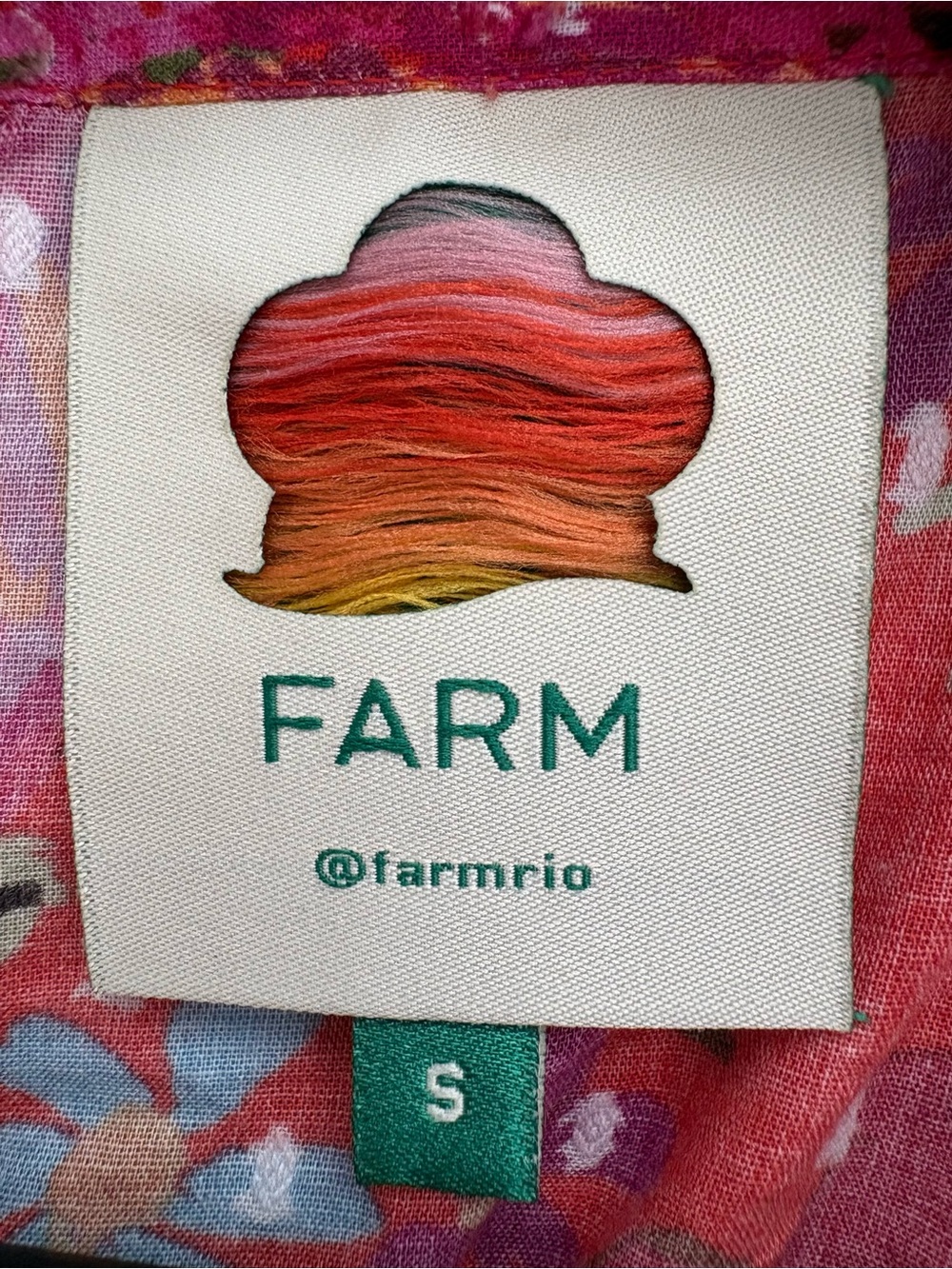 FARM Rio Women’s Red Spring Bananas L/S Crotchet Trim Blouse Size S Sku #181 - Picture 8 of 13